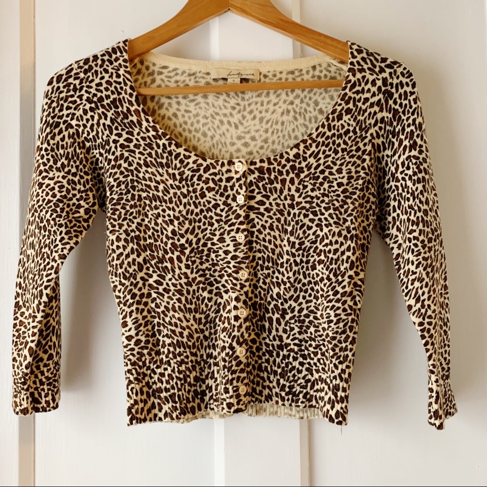 Forever 21 | Cropped Cheetah Cardigan Button Up